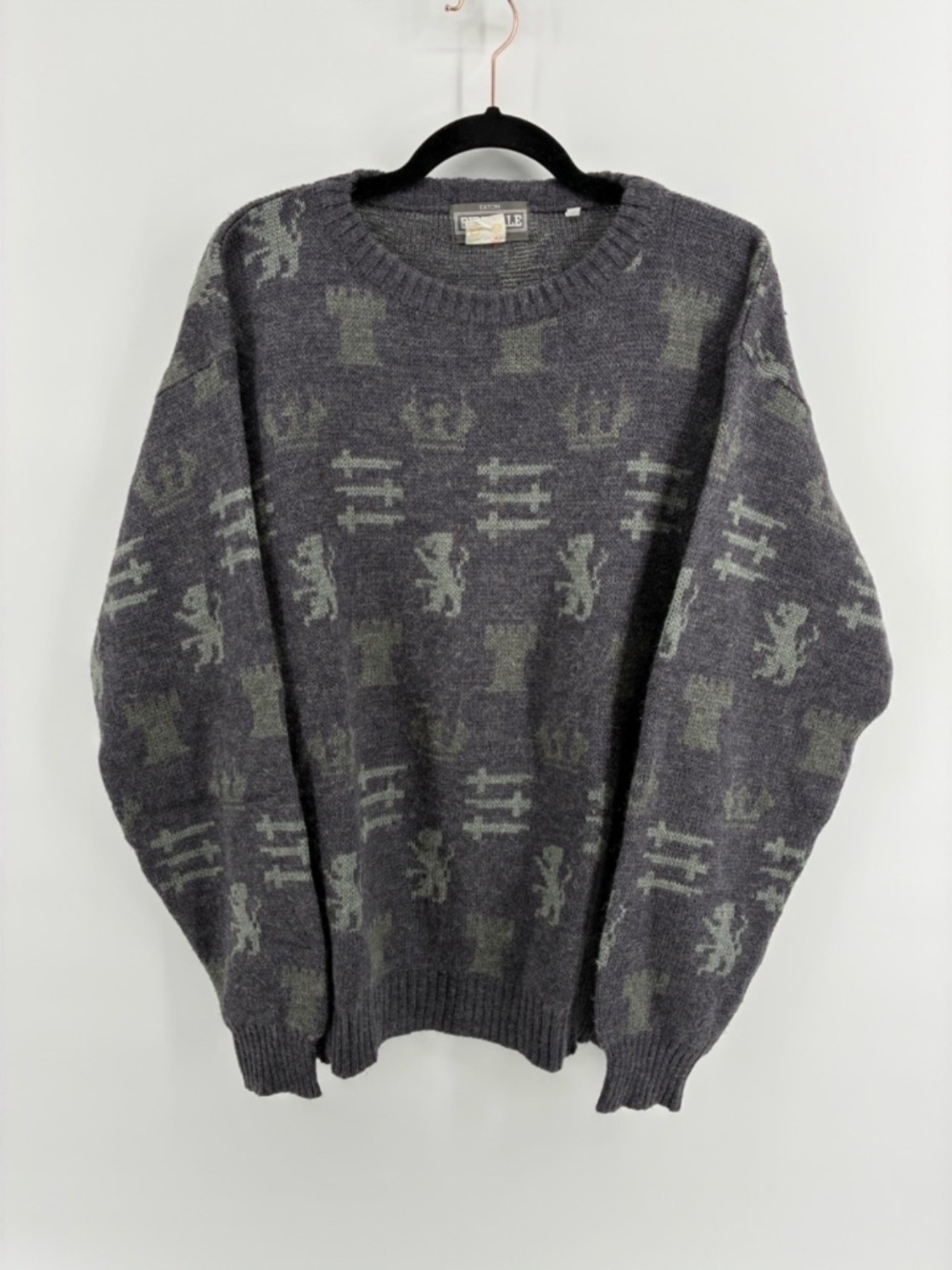 Vintage Purple Charcoal Wool Blend Made in Italy Crewneck Sweater